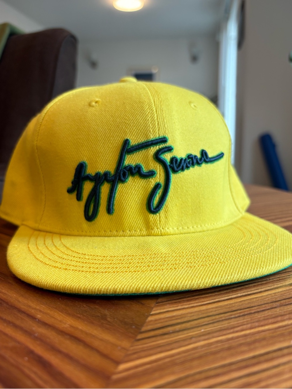 Ayrton Senna/Brazil Yellow Snapback Hat in canary yellow, OSFM, EUC